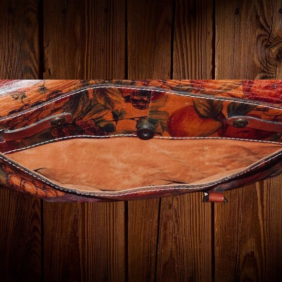 Patricia Nash Rare Fruit & Floral Leather Satchel – Hand-Painted Italian Leather - Picture 8 of 10